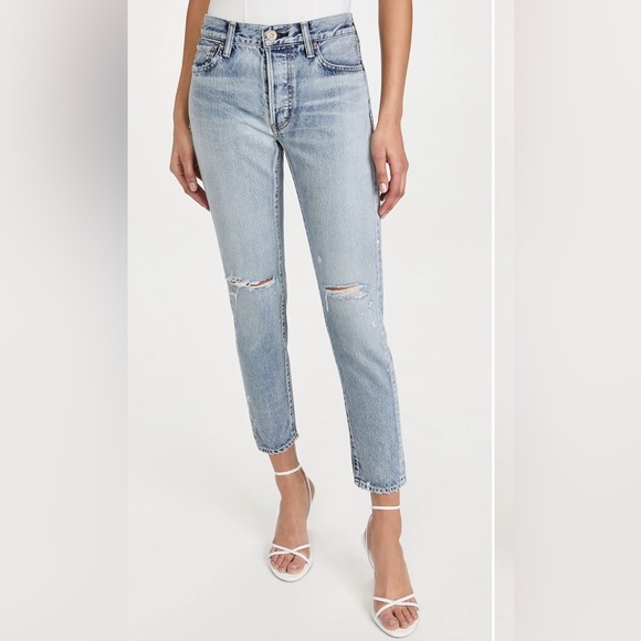 NWT Moussy Vintage Mv Maverick Tapered-Mid Jeans Light Blue III Made in Japan 26